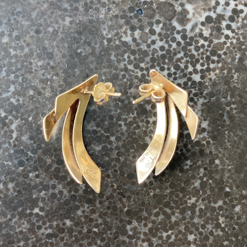 Vintage Gold Plated Sterling Earrings - Picture 4 of 5